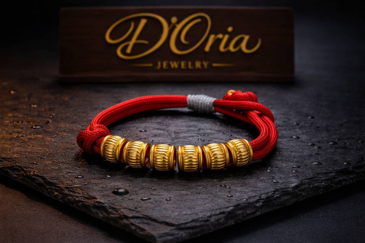 Pulsera Roja - Oro Laminado